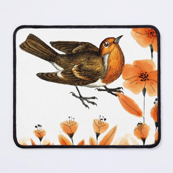 Item preview, Autumn Bird of Prey | Botanical Illustration with Orange Flowers designed and sold by Rawafi Art Studio.