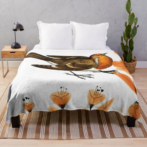 Item preview, Autumn Bird of Prey | Botanical Illustration with Orange Flowers designed and sold by Rawafi Art Studio.