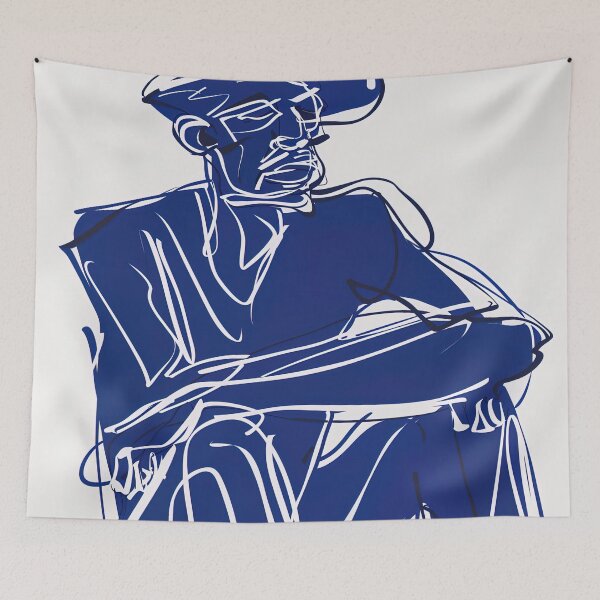 Item preview, Burkinabe man, portrait - Blue Abstract Art designed and sold by shadow-bloom.