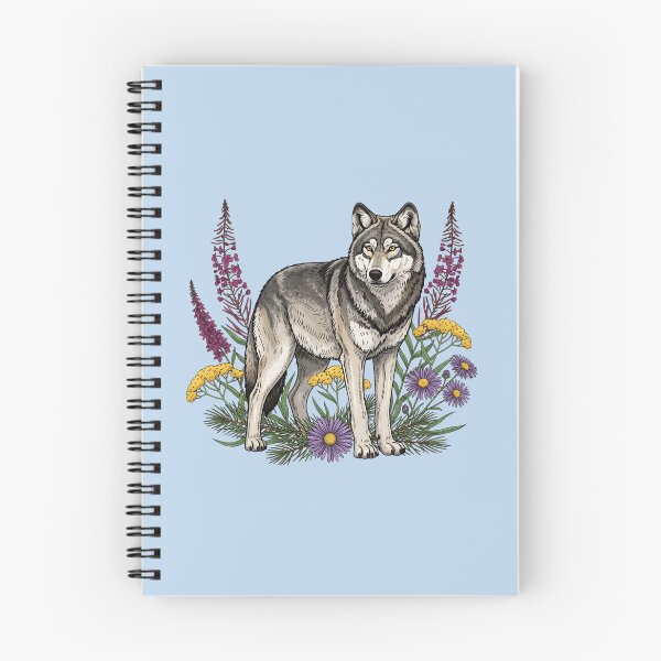 Item preview, Vibrant Timber Wolf Floral Woodland Nature  designed and sold by BirdsnStuff.