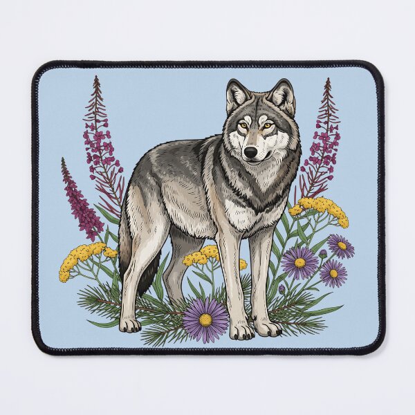 Item preview, Vibrant Timber Wolf Floral Woodland Nature  designed and sold by BirdsnStuff.