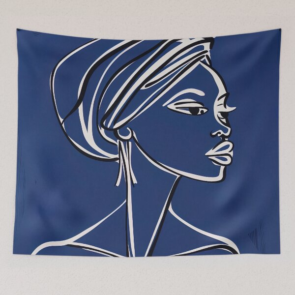 Item preview, Burkinabe woman - Blue Abstract Art designed and sold by shadow-bloom.