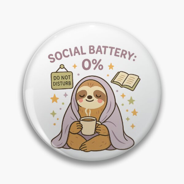 Item preview, Social Battery 0% Cute Introvert Sloth designed and sold by Cherry Glow.