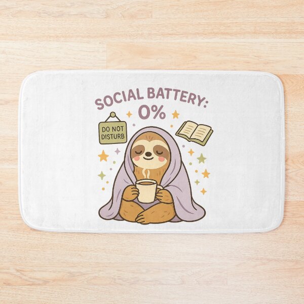 Item preview, Social Battery 0% Cute Introvert Sloth designed and sold by Cherry Glow.