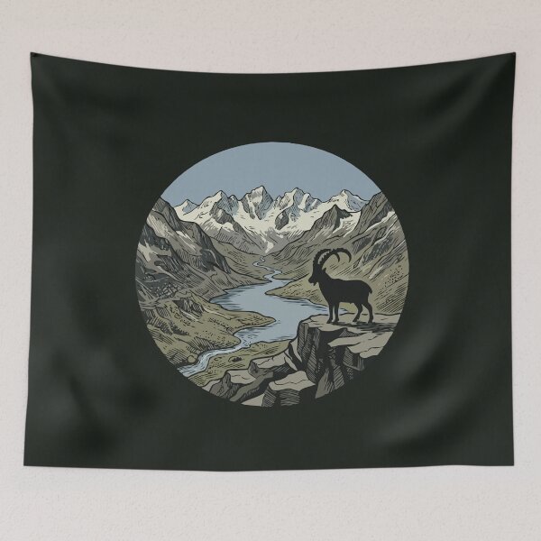 Item preview, Silhouette Goat Alps mountains designed and sold by Gkinoki.