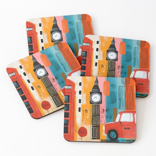 Item preview, London in Vibrant Motion - Big Ben Red Telephone Box and Classic Taxi in Urban Color designed and sold by OlfactoART Studio.