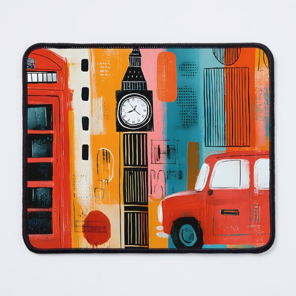 Item preview, London in Vibrant Motion - Big Ben Red Telephone Box and Classic Taxi in Urban Color designed and sold by OlfactoART Studio.