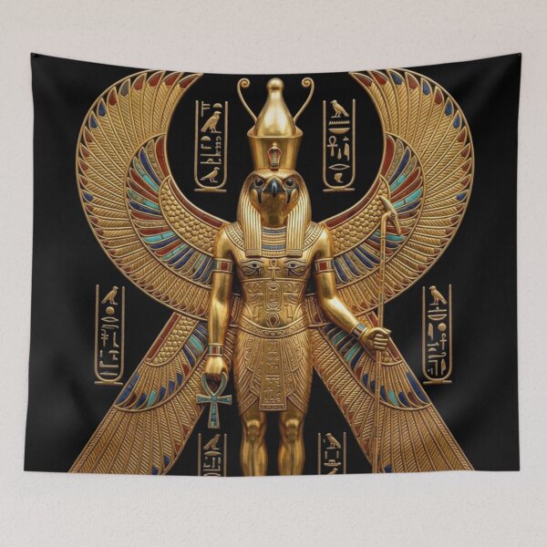 Item preview, Ancient Egyptian God Horus Golden Winged Statue Art designed and sold by Queen Cleopatra.