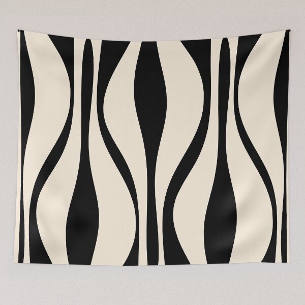 Item preview, Mid Century Modern Retro Abstract Lounge Pattern in Black and Almond Cream designed and sold by kierkegaard.