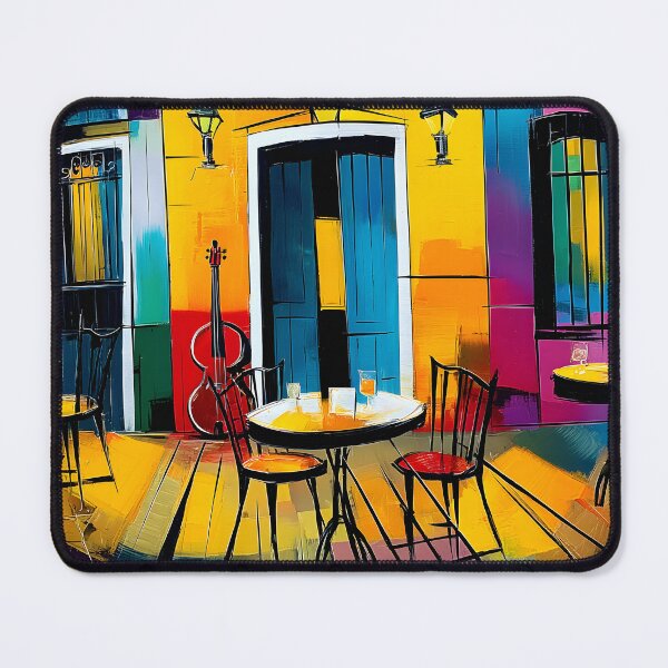 Item preview, Sunlit Café on a Colorful Street - Vibrant Facades Warm Light and European Charm designed and sold by OlfactoART Studio.
