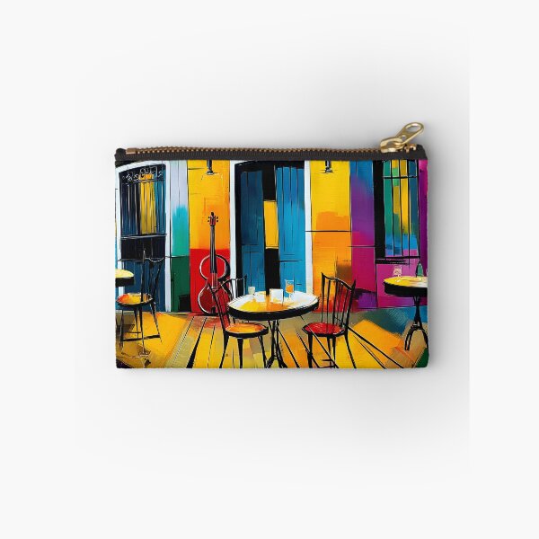 Item preview, Sunlit Café on a Colorful Street - Vibrant Facades Warm Light and European Charm designed and sold by OlfactoART Studio.