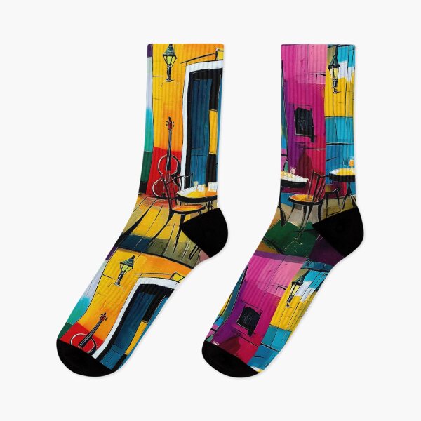 Item preview, Sunlit Café on a Colorful Street - Vibrant Facades Warm Light and European Charm designed and sold by OlfactoART Studio.