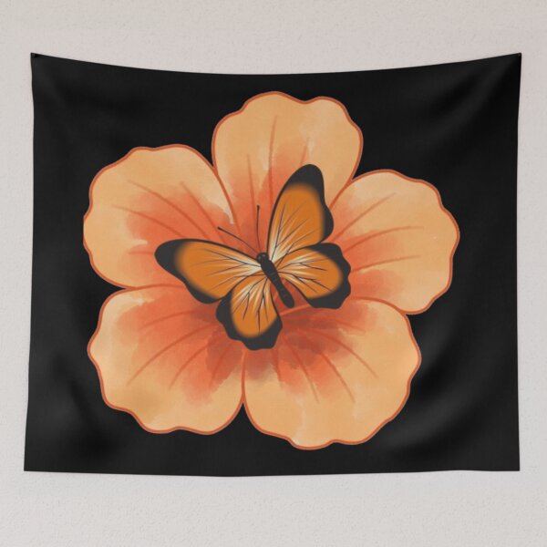 Item preview, Butterfly on Orange Blossom | Botanical Nature Art designed and sold by Rawafi Art Studio.