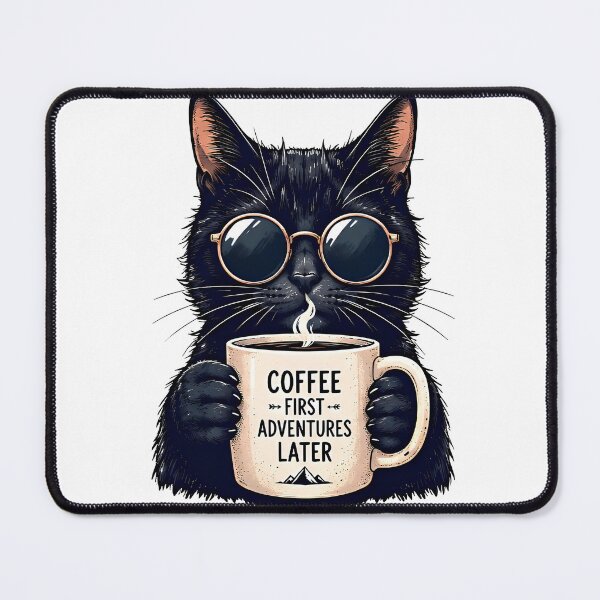 Item preview, Black Cat Coffee Vibes Artwork designed and sold by Amr Siam.