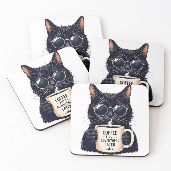 Item preview, Black Cat Coffee Vibes Artwork designed and sold by Amr Siam.