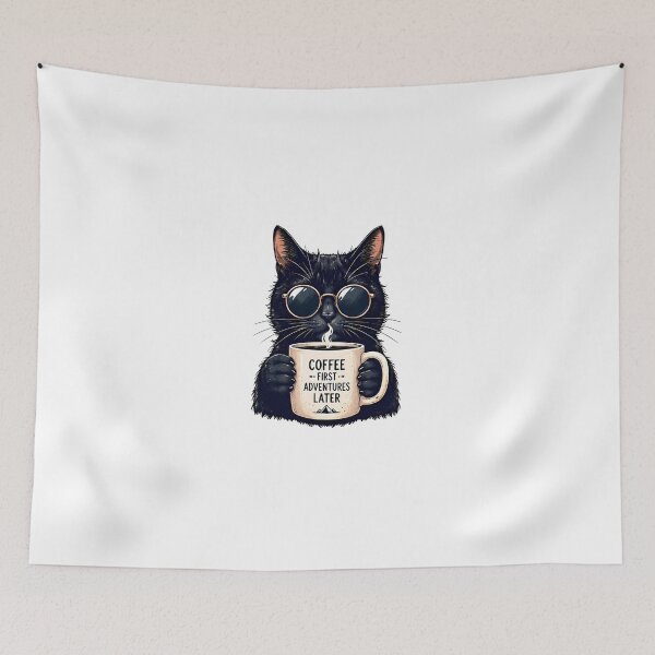 Item preview, Black Cat Coffee Vibes Artwork designed and sold by Amr Siam.