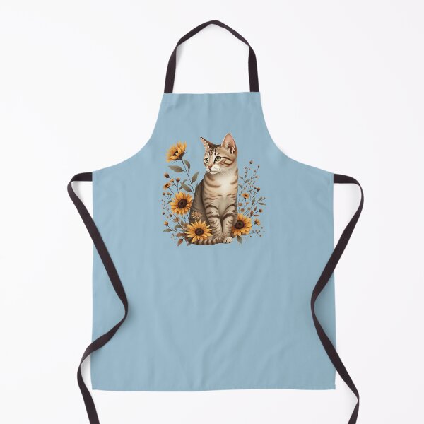 Item preview, Vintage Tabby Cat Botanical Sunflower Art designed and sold by BirdsnStuff.