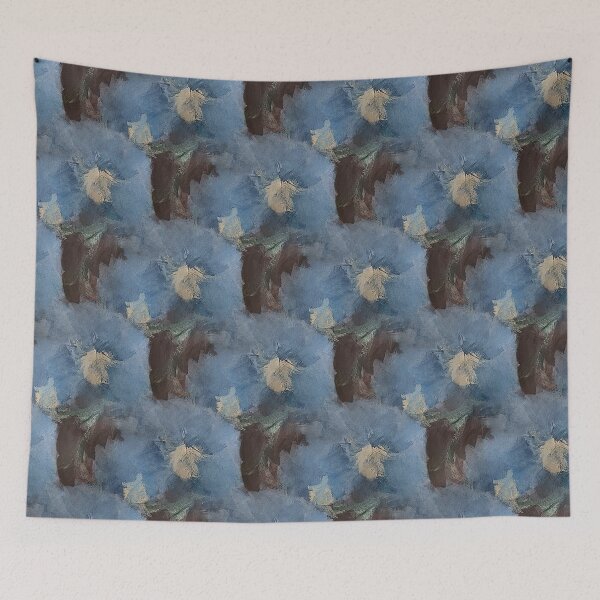 Item preview, Painterly Floral Abstract Pattern in Blue and Brown designed and sold by Artistestella.