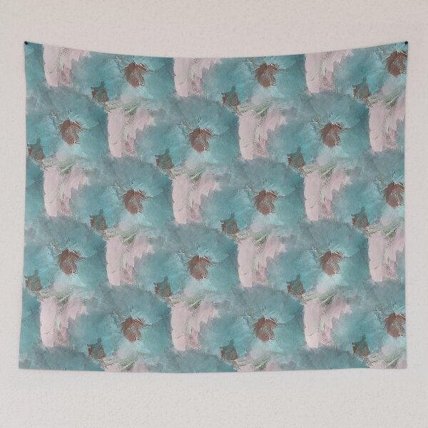 Item preview, Painterly Floral Abstract Pattern in Aqua and White designed and sold by Artistestella.