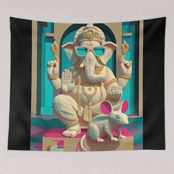 Item preview, Ganesha Guardian 3D Low Poly Geometric Minimalist Art designed and sold by PANNARUK THAILAND.