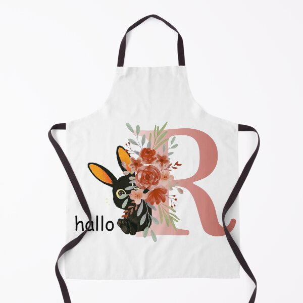 Item preview, Floral Letter R Digital Art Print - Cute Black Bunny Monogram Poster - Custom Initial Wall Art 5000x5000px designed and sold by Rasha-flow.