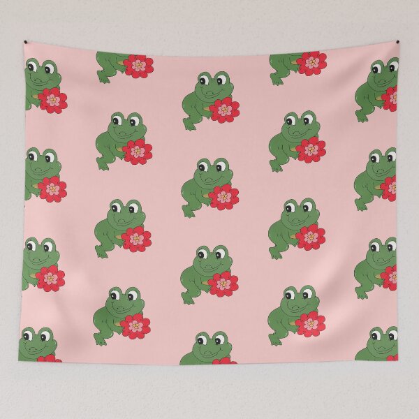 Item preview, Froggy with Flower (Pink) designed and sold by yellowflowerhut.