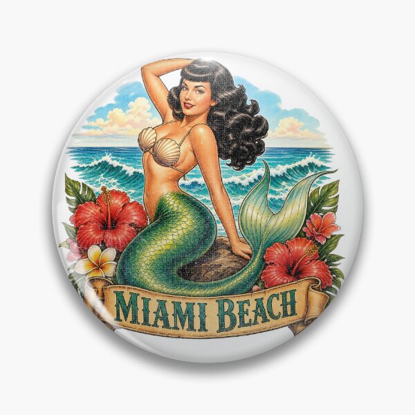 Item preview, Miami pinup mermaid designed and sold by castillomiami.