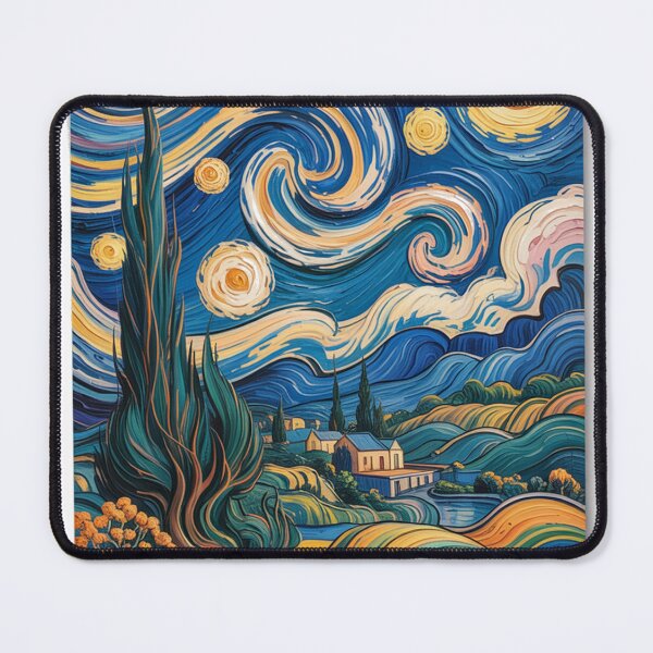 Item preview, Van Gogh Inspired Swirling Night Sky, Starry Landscape Wall Art designed and sold by LatentGoods.