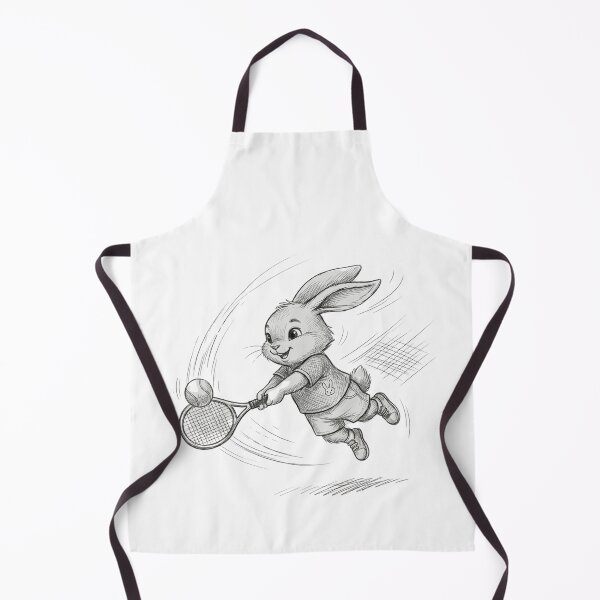 Item preview, Cute Tennis Bunny Backhand Shot Pencil Sketch Illustration designed and sold by TaiwanMemory.