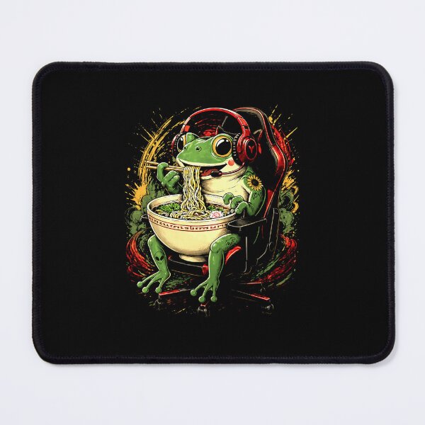 Item preview, Funny Gamer Frog Eating Ramen Anime Style Gaming Artwork designed and sold by MiALopezArt.