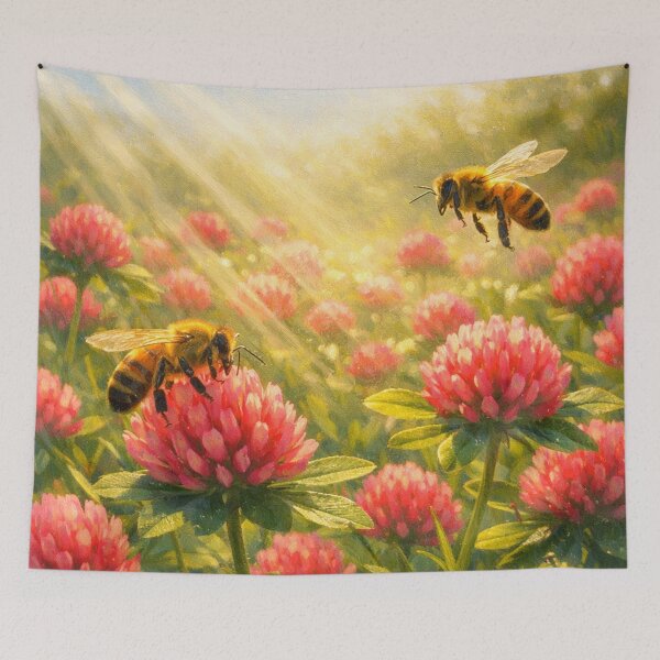 Item preview, Honey Bees in Red Clover designed and sold by TinCatOutPost.