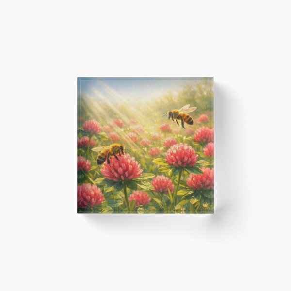 Item preview, Honey Bees in Red Clover designed and sold by TinCatOutPost.