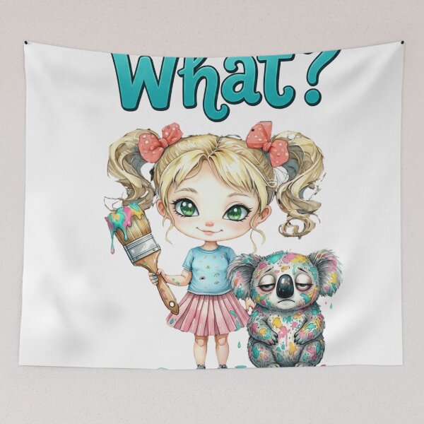 Item preview, What Funny Paint Splatter Chibi Girl and Koala designed and sold by ArtisticDesignsbyLinda.