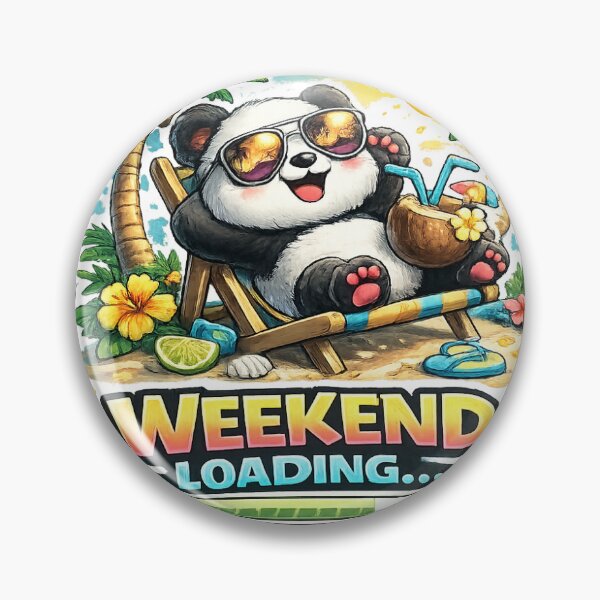 Item preview, Weekend Loading Funny Beach Panda Sticker designed and sold by PixelPanda28.