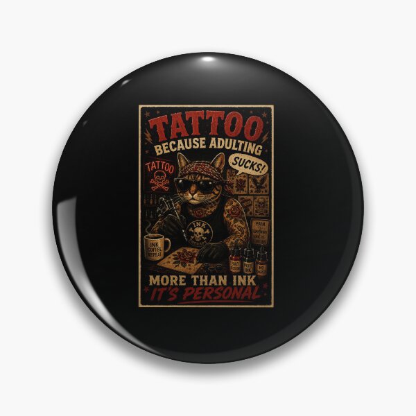 Item preview, Tattoo Cat Vintage Ink Artist Humor with Coffee and Attitude designed and sold by Modaozushi216.