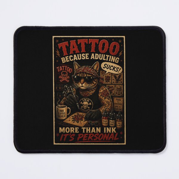 Item preview, Tattoo Cat Vintage Ink Artist Humor with Coffee and Attitude designed and sold by Modaozushi216.