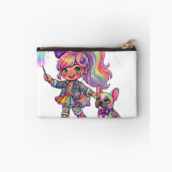 Item preview, Luna Sparks Positive Vibes Only Rainbow Chibi and Frenchie designed and sold by ArtisticDesignsbyLinda.