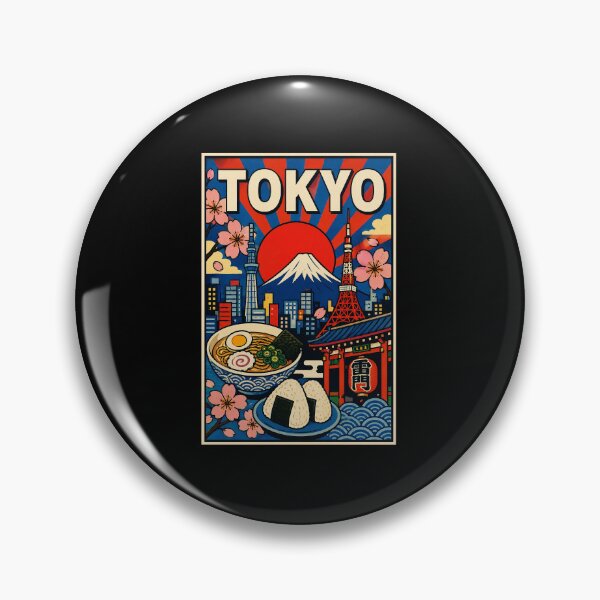 Item preview, Tokyo Skyline Poster with Mount Fuji Sakura and Street Food designed and sold by eliramaison.