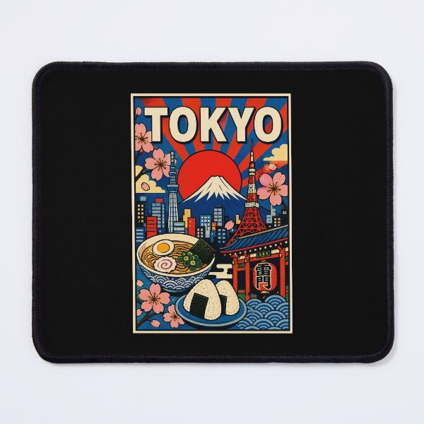 Item preview, Tokyo Skyline Poster with Mount Fuji Sakura and Street Food designed and sold by eliramaison.