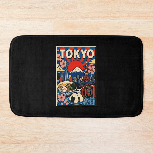 Item preview, Tokyo Skyline Poster with Mount Fuji Sakura and Street Food designed and sold by eliramaison.