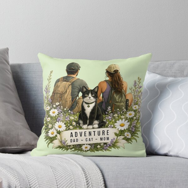 Item preview, Tuxedo Adventure Cat with her Cat Mom and Cat Dad  designed and sold by Northcrest Co..