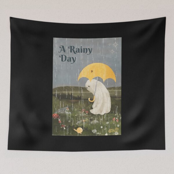 Item preview, Melancholy Ghost in Rain with Umbrella Art designed and sold by folk-4-arts.