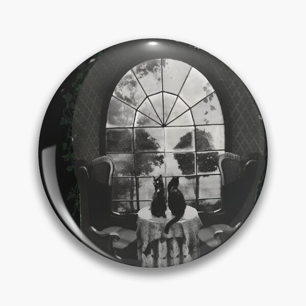 Item preview, Two Cats in Parlor Window Monochrome Art designed and sold by folk-4-arts.