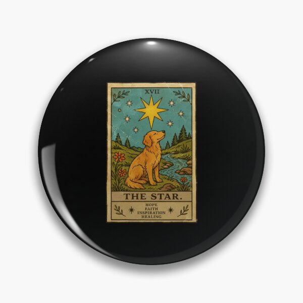 Item preview, Golden Retriever Star Card in Vintage Nature Tarot Style designed and sold by ferminhays.