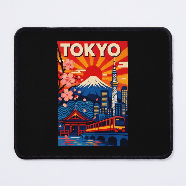 Item preview, Tokyo Sunset Poster with Mount Fuji Sakura and City Train designed and sold by eliramaison.