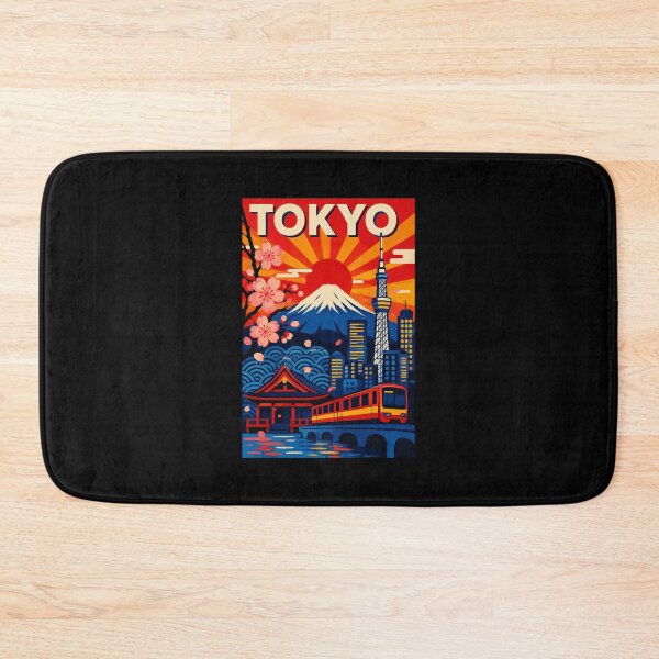 Item preview, Tokyo Sunset Poster with Mount Fuji Sakura and City Train designed and sold by eliramaison.
