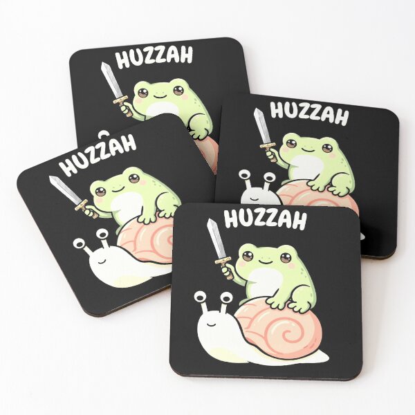 Item preview, Huzzah Cute Frog Knight Riding Snail Whimsical Fantasy Cartoon Art designed and sold by MiALopezArt.