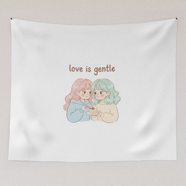 Item preview, Love Is Gentle Cute Pastel Couple Illustration Romantic Design designed and sold by Pride_Prints.