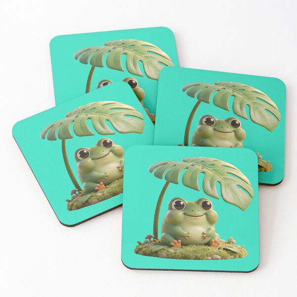 Item preview, Cute 3D Frog Sitting Under Monstera Leaf - Wholesome Clay Art designed and sold by Utopian-Magic.