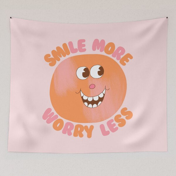 Item preview, Smile More Worry Less, Happy Face designed and sold by yellowflowerhut.